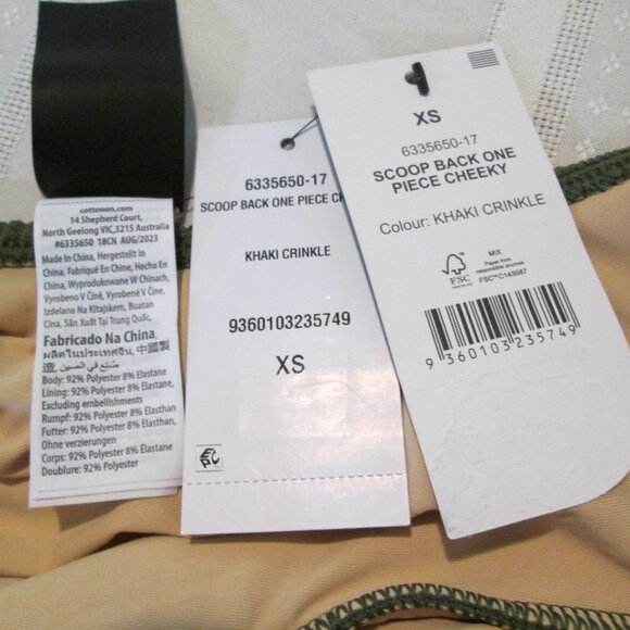 COTTON ON Junior's Low-Back One-Piece Swimsuit Khaki NWT Sz XS - Picture 8 of 8
